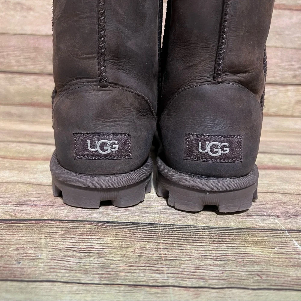 Ugg Brown Mocha Leather Classic Short Boots